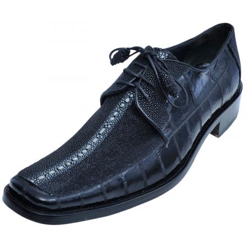 Los Altos Black Genuine Stingray / Eel Shoes ZV021105